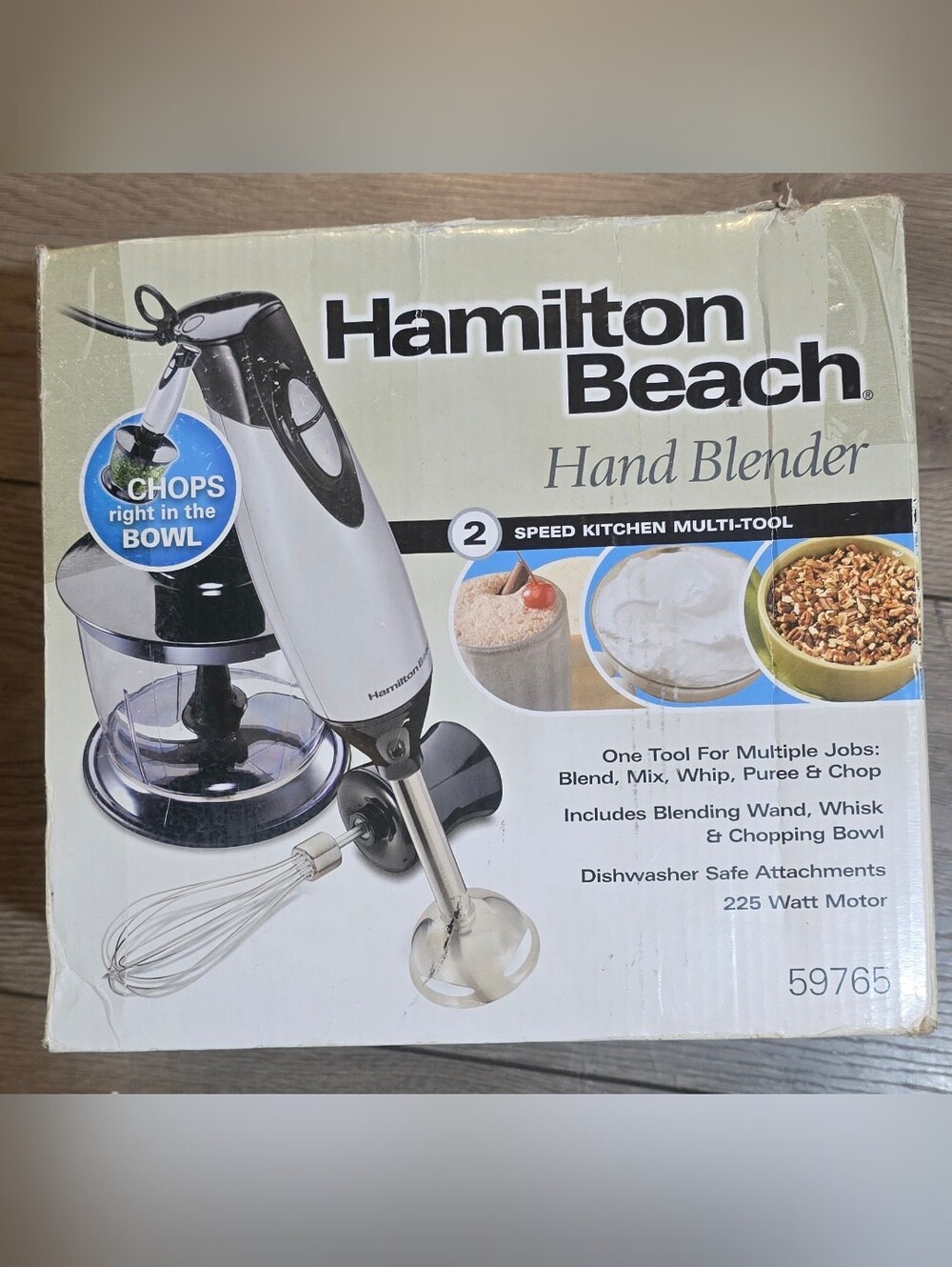 Hamilton Beach 59765 2-Speed Hand Blender Set w/Whisk & Chopping Bowl excelent